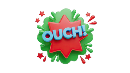 3D Ouch! Comic Book Style Explosion with Stars