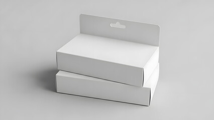Blank White Product Packaging Box Mockup with Hang Tab.