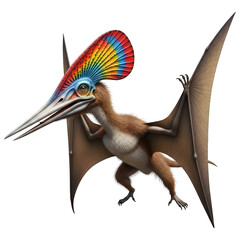 Tapejara Pterosaur with Colorful Crest Wings Spread Isolated