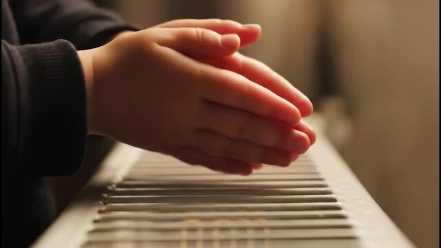 Close-up of child hands warming by a radiator grill indoors
