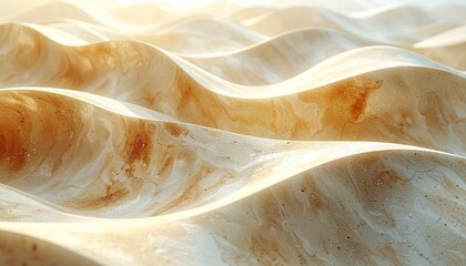 Abstract wavy surface with beige and brown tones, creating a dynamic and textured background.