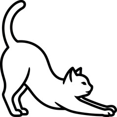 Cat stretching line art icon © Rupa