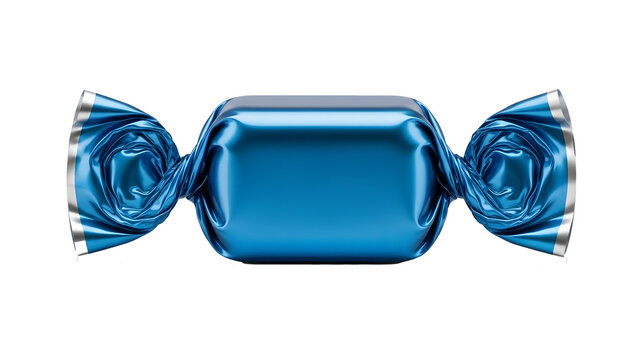 a blue candy wrapped in foil, isolated on a transparent

