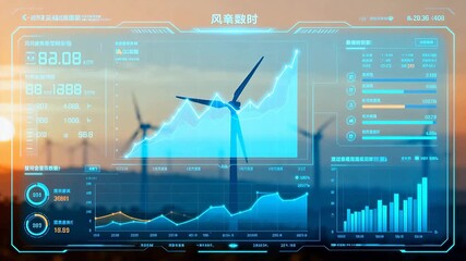 Wind turbines with data analytics overlay - Powered by Adobe