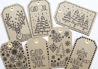 Winter's Whispers: Hand-Drawn Tags
