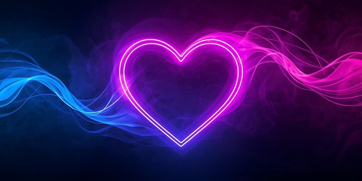 Neon heart in ethereal swirls - Powered by Adobe