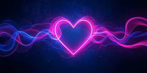 Neon heart in swirling colors