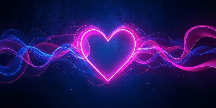 Neon heart in swirling colors - Powered by Adobe