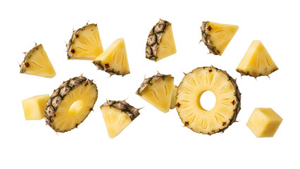 Naklejka premium Floating Pineapple Pieces Tropical Cut Transparent 