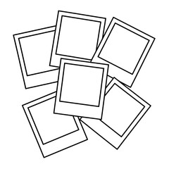 A playful stack of blank instant photo frames ready for your memories and designs