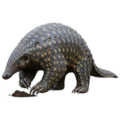 Pangolin Digging for Food Isolated on White Background 3D Render"