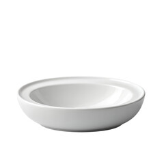Shallow white ceramic bowl with smooth edges