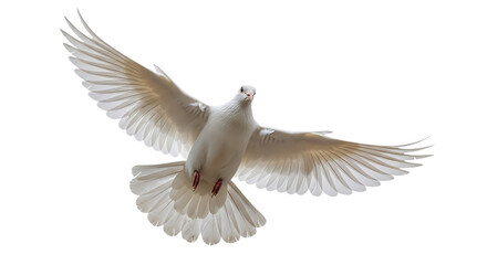 Obraz premium White dove flying in peaceful sky