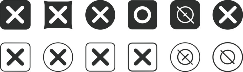 Fototapeta premium Set of Cross and Circle Icons for Rejection or Cancellation vector illustration
