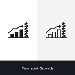 Financial growth icons showing rising charts profits business success strategy