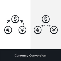 Currency conversion icons showing multi currency transfer calculation exchange rate