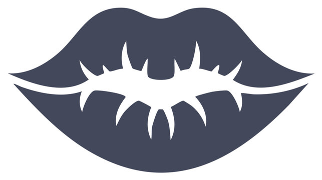 Lips With Thorns Illustration Mysterious Painful Mouth Graphic Symbol