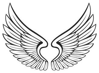Fototapeta premium Elegant Feathered Wings Graphic Illustration, Freedom, Flight, Angel, Vector Art