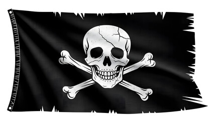 Grunge Jolly Roger Pirate Flag with Skull Symbol Transparent Background

