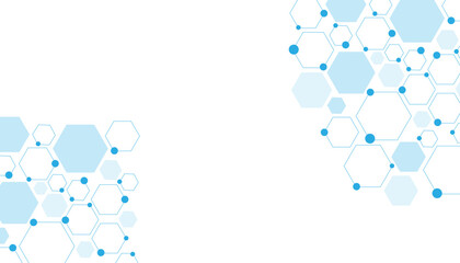 Science network pattern blue Hexagonal abstract background. Big Data Visualization structure elements . Health care and science medical pattern innovation. Template design with concept Dots and lines.