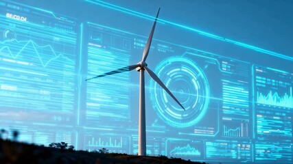 Wind turbine with digital data overlay - Powered by Adobe