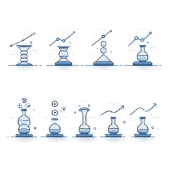 Laboratory Equipment Icons with Chemical Reactions and Experiments