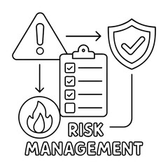 Risk Management Concept Outline Illustration Business Safety and Security Process Vector