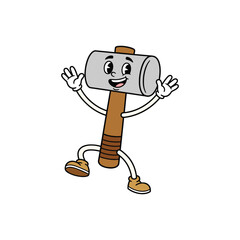 Happy Cartoon Sledgehammer Mascot Character Vector Illustration