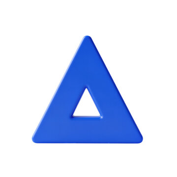 Blue triangular warning sign with exclamation mark