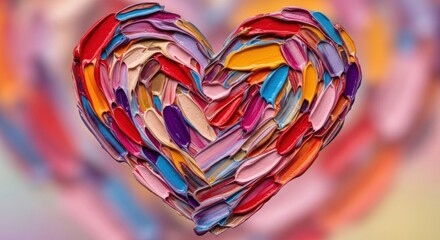 A colorful heart made of various shapes and colors.