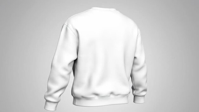 Blank white template sweatshirt with a defined edge rotating 180 degrees providing front and back view ideal for digital compositing and graphic design mockup preparation, sweatshirt, concept