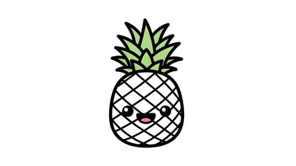 Obraz premium Cartoon Pineapple Character with Happy Face.