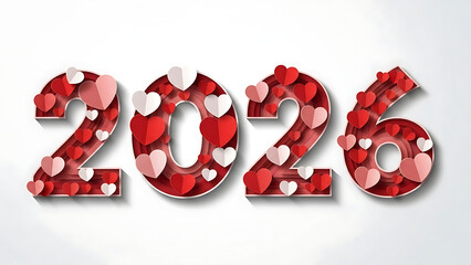 New year 2026 with hearts background for Valentine's Day celebration