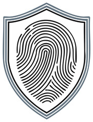 Fingerprint shield logo security symbol concept for identity protection and authentication