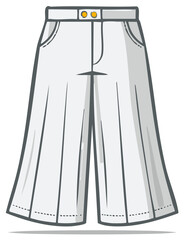 White culottes illustration for summer fashion design template for adobe stock buyers interested in clothing