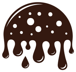 Dripping dark chocolate dome with bubbles illustration vector graphic icon