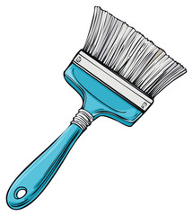 Vector illustration of a wide paintbrush with a blue handle for home renovation and decorating