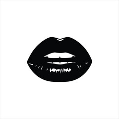 Minimalist black silhouette of lips a simple vector design artwork