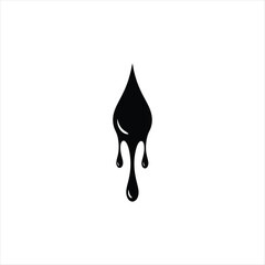 Minimalist black silhouette of a single liquid droplet icon design