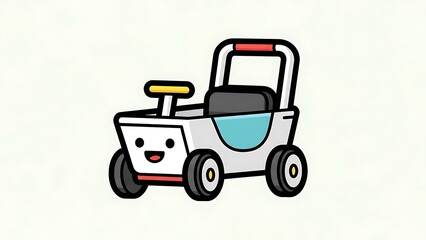 Cartoon Vehicle with Smiling Face Illustration.