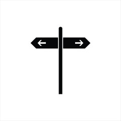 Fototapeta premium Simple black vector illustration of a directional signpost or road sign
