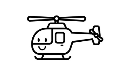 Simple Black and White Helicopter Illustration.