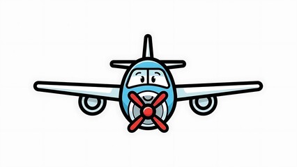 Cartoon Airplane with Red X Symbol.
