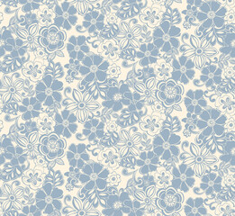 Vintage Blue Floral Lace Seamless Pattern