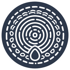 Intricate Circle Pattern White on Blue Circular Design with Concentric Lines and Oval Shapes Vector Illustration