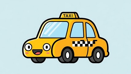 Cartoon Yellow Taxi Cab Illustration.