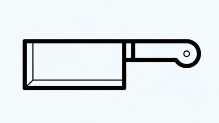 Simple Black and White Meat Cleaver Illustration.