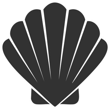 Simple scallop seashell icon silhouette vector graphic
