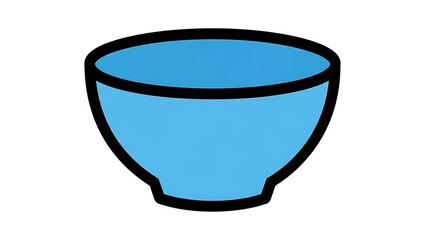 Simple Blue Bowl Illustration on White.