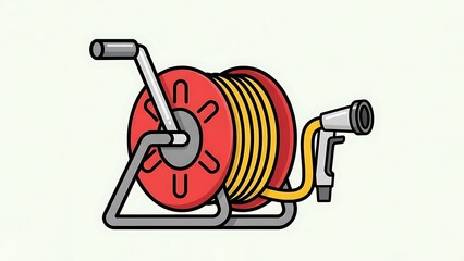 Fire Hose Reel with Yellow Hose.